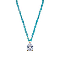 PRE-ORDER Natural turquoise beaded tear drop necklace