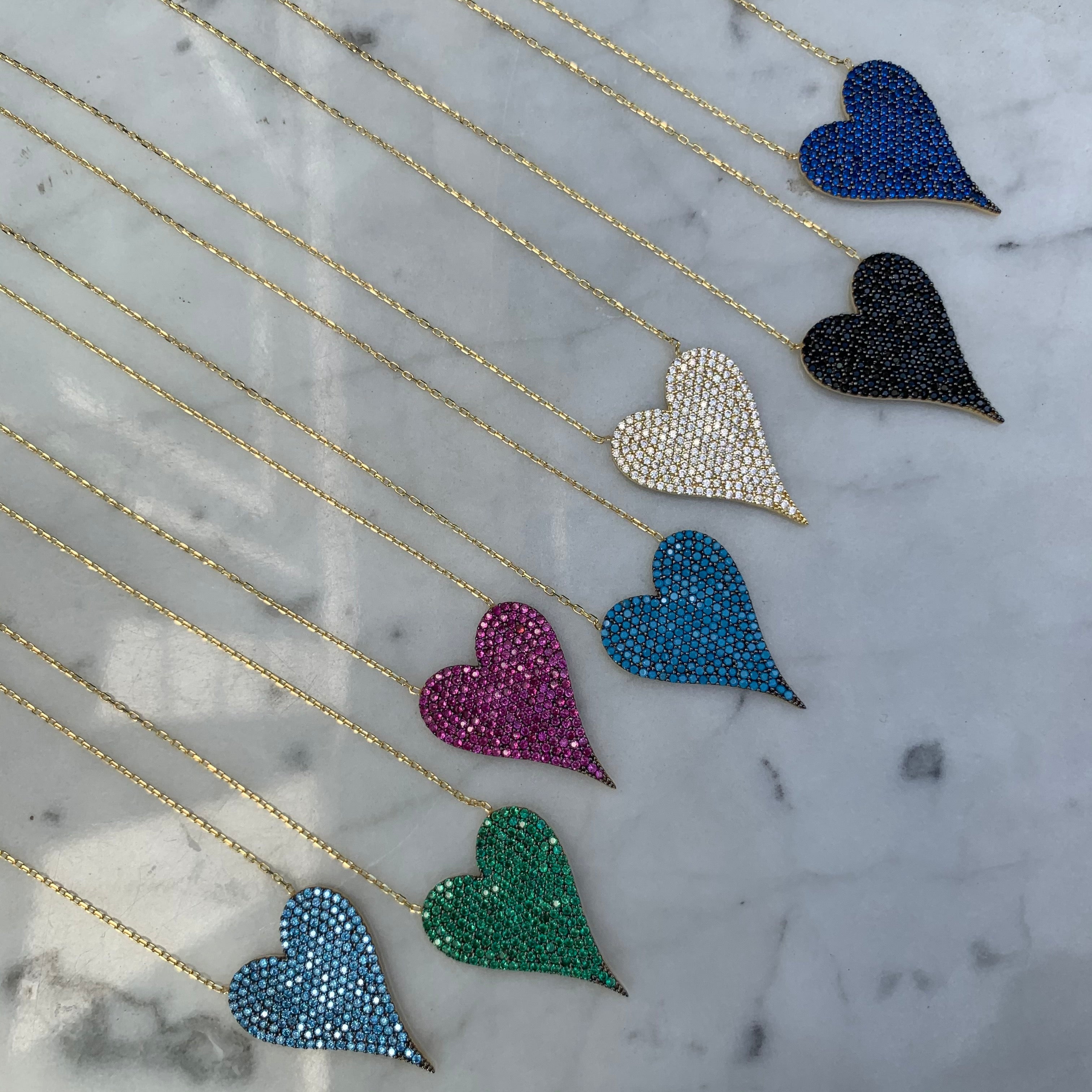Silver gold plated pink “Amore” heart necklace
