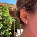 Sterling silver pear 7 mm moissanite stud earrings