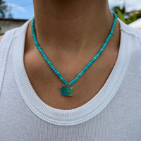 Turquoise beaded ocean paraiba stone necklace