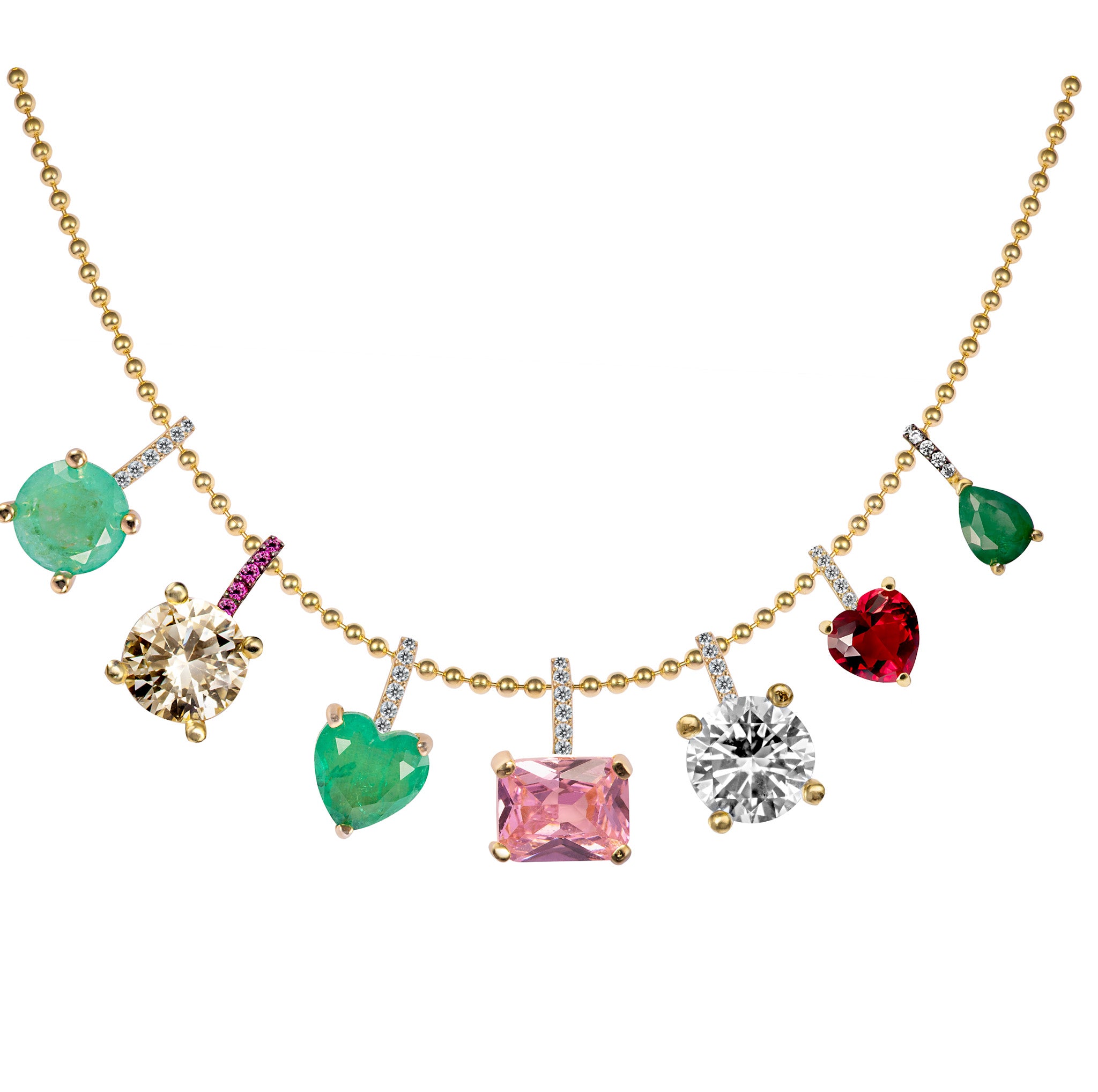 Silver gold plated ball chain "single" charm necklace