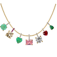 Silver gold plated ball chain "single" charm necklace