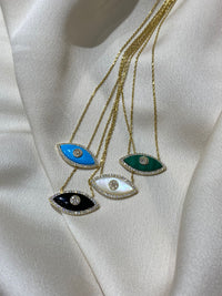 “Gemma” silver gold plated turquoise eye necklace