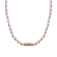 Pearl beaded gold rod eye necklace