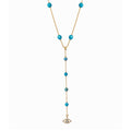 Silver 18kt gold plated turquoise diamond eye pendant lariat necklace