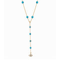 PRE-ORDER Silver 18kt gold plated turquoise diamond eye pendant lariat necklace