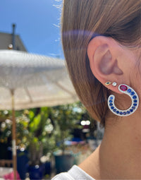 Sterling silver simulated sapphire & ruby earrings