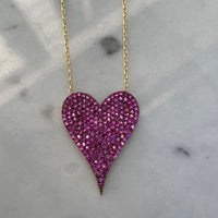 Silver gold plated pink “Amore” heart necklace