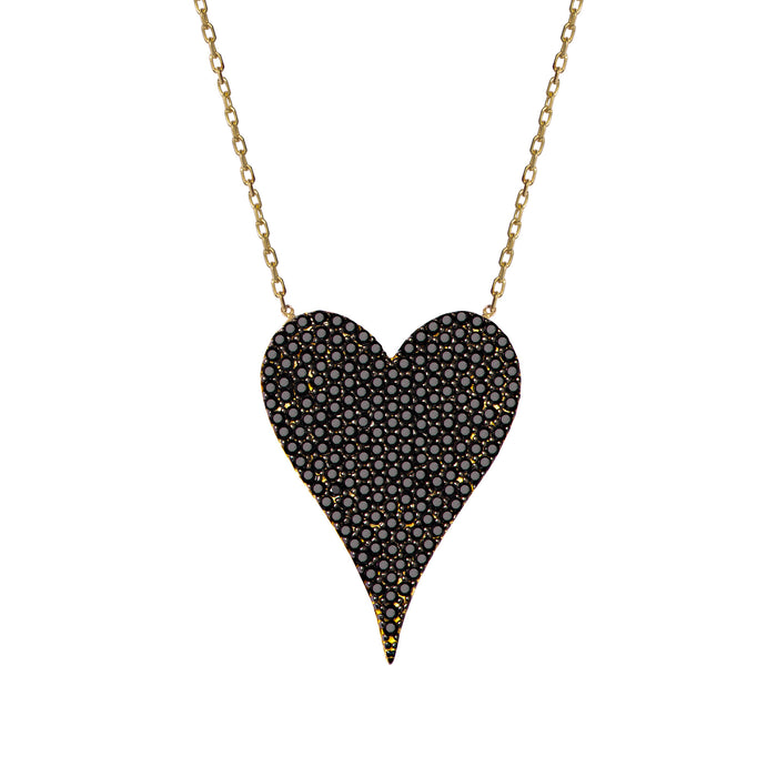 Silver gold plated black “Amore” MEDIUM heart necklace