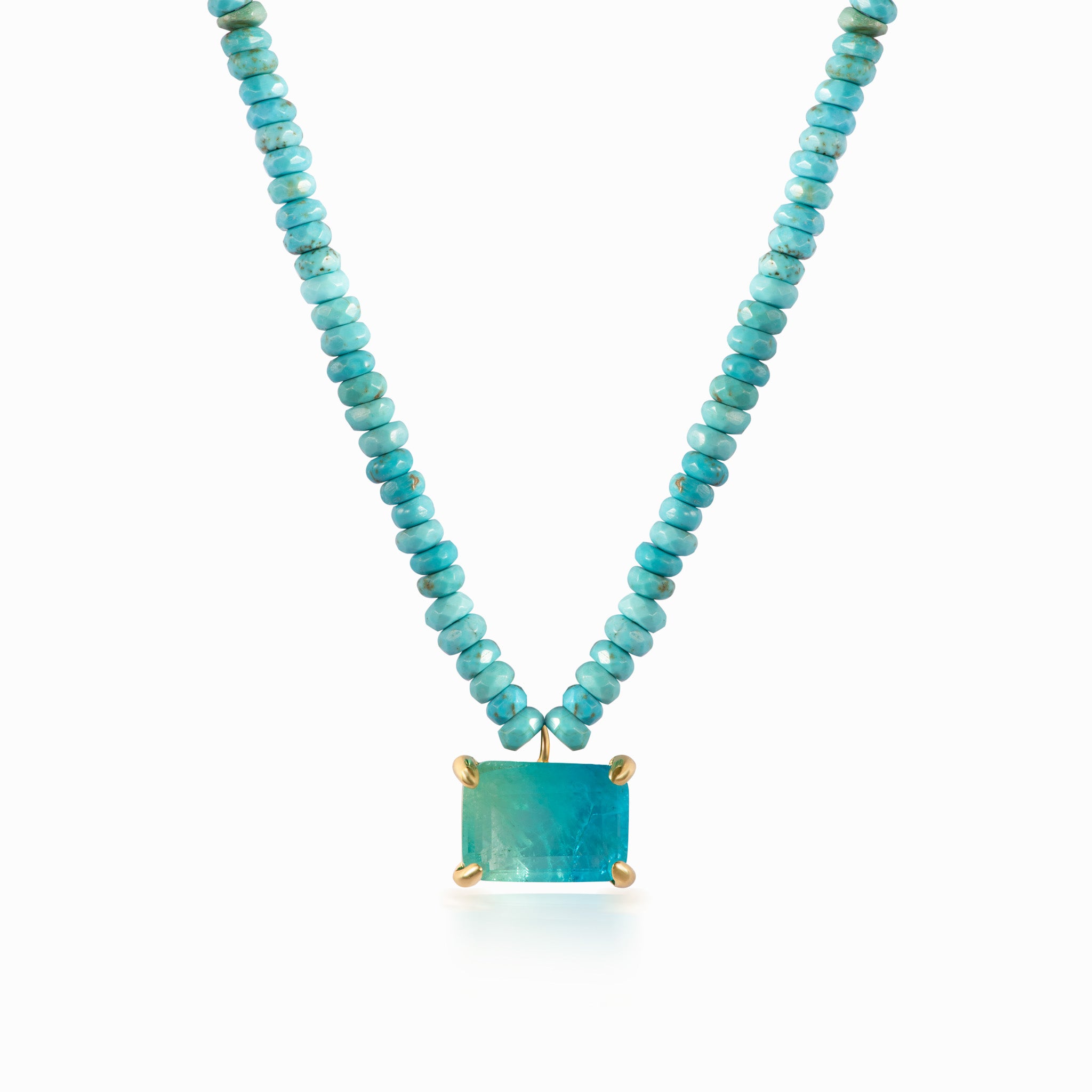 "PRE-ORDER" Turquoise beaded ocean paraiba stone necklace