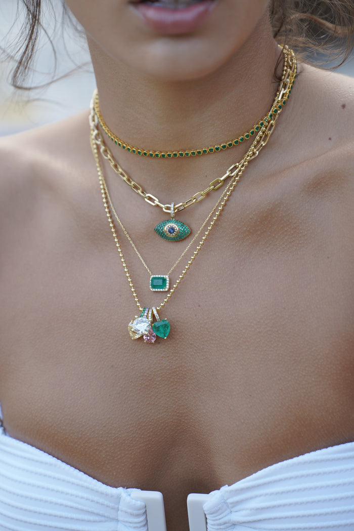 Silver gold plated ball chain "single" charm necklace