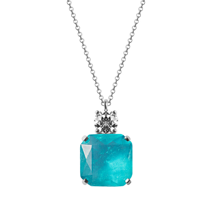 Sterling silver square paraiba necklace