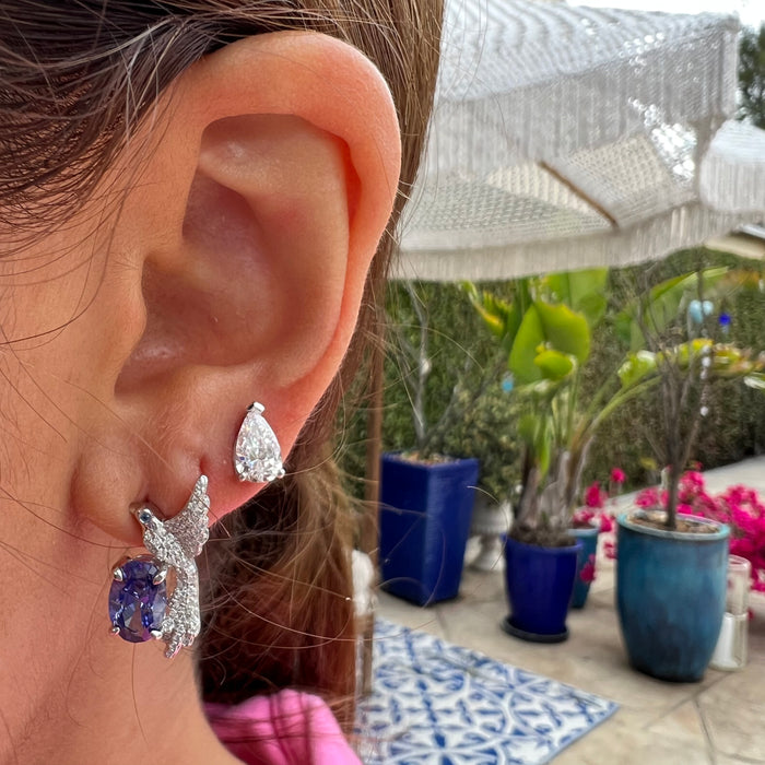 Sterling silver bird sapphire stud earrings