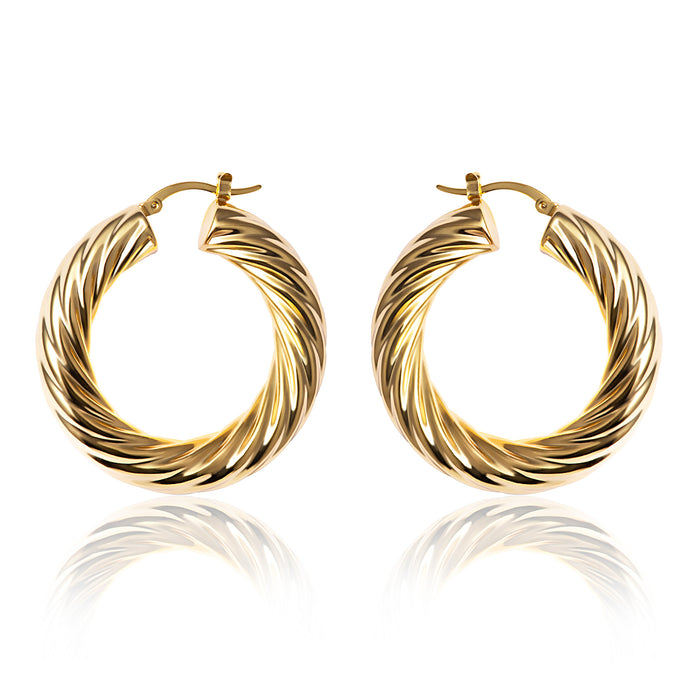 “Caroline” Large 18k gold plated twisted hoops