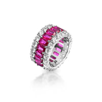 Sterling silver ruby & clear cz eternity band