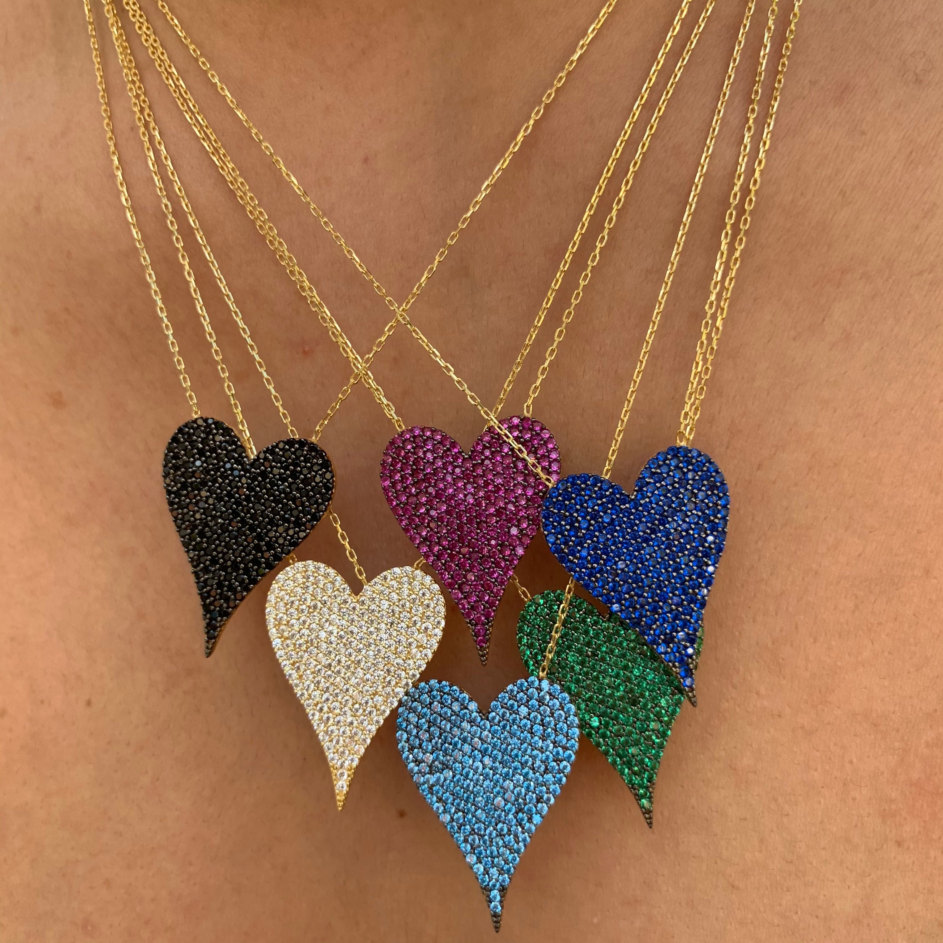 Silver gold plated pink “Amore” heart necklace