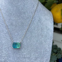 Sterling silver square ocean paraiba stone necklace