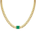 Silver gold plated curb link emerald choker