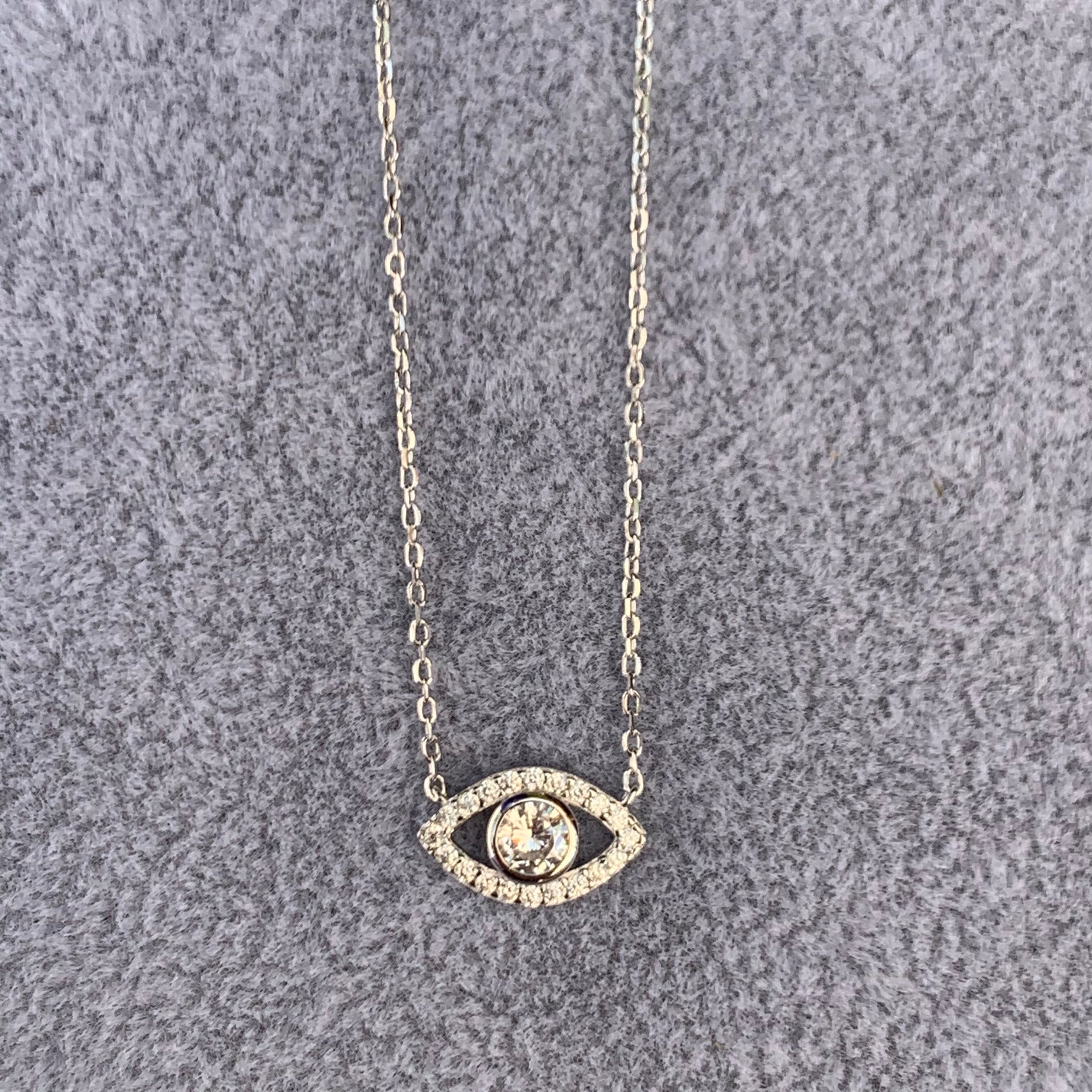 “Ojos” Sterling silver clear eye necklace - Free Gift