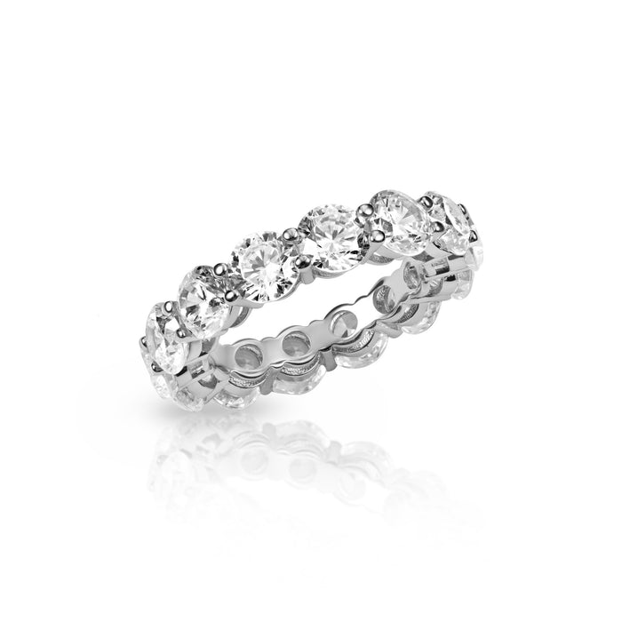 Sterling silver 5 mm round cut eternity band