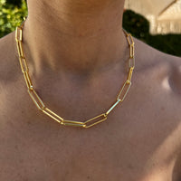 Silver gold plated large paperclip chain necklace
