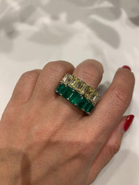 Sterling silver emerald green all around stone cz band