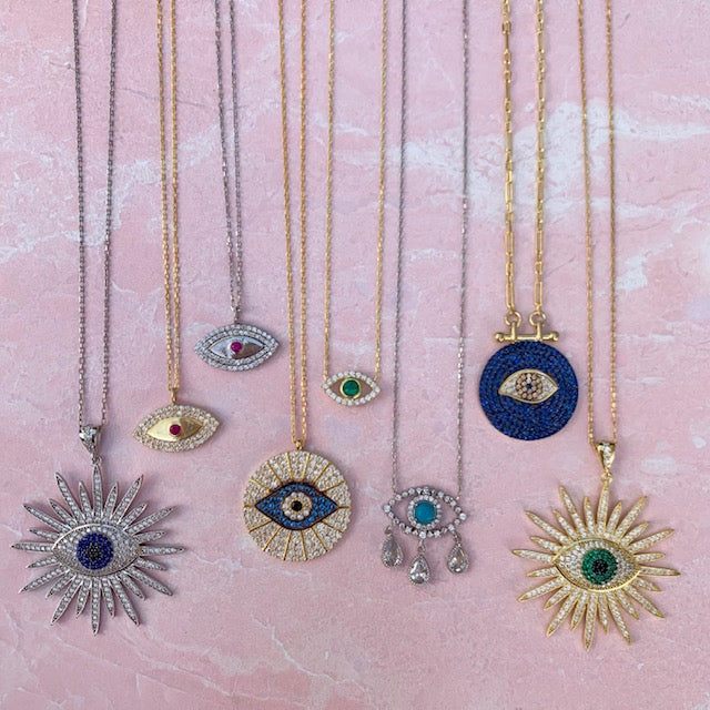 Sterling silver "Diamond Tears" eye necklace