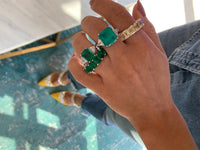 Sterling silver emerald green all around stone cz band