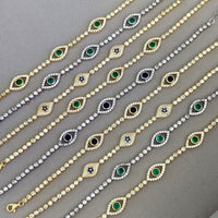 Silver gold plated classic navy blue tennis eye bracelet