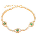 Silver gold plated classic green tennis eye bracelet