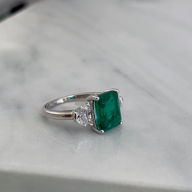Hexagon emerald ring gold for women sterling silver Vintage emerald en –  Ohjewel