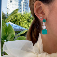 Sterling silver paraiba ascher cut statement earrings