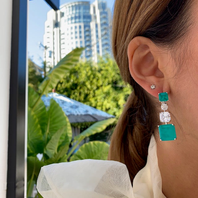 Sterling silver paraiba ascher cut statement earrings