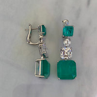 Sterling silver paraiba ascher cut statement earrings