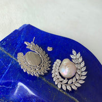 "Perla" Sterling silver & baroque pearl statement earrings