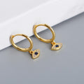 18k gold plated silver dangling eye huggie hoops