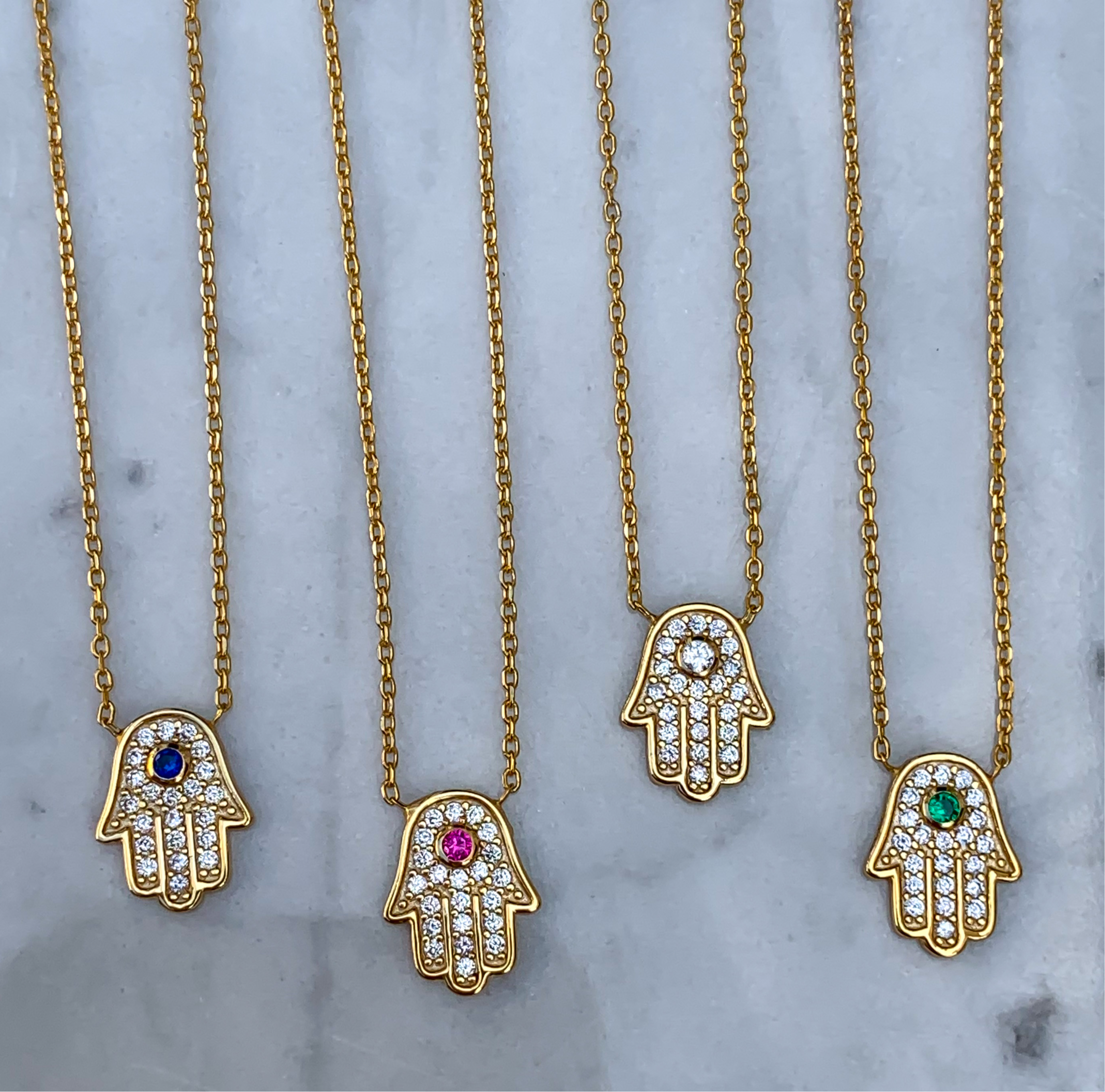 Sterling silver gold plated dainty hamsa necklace