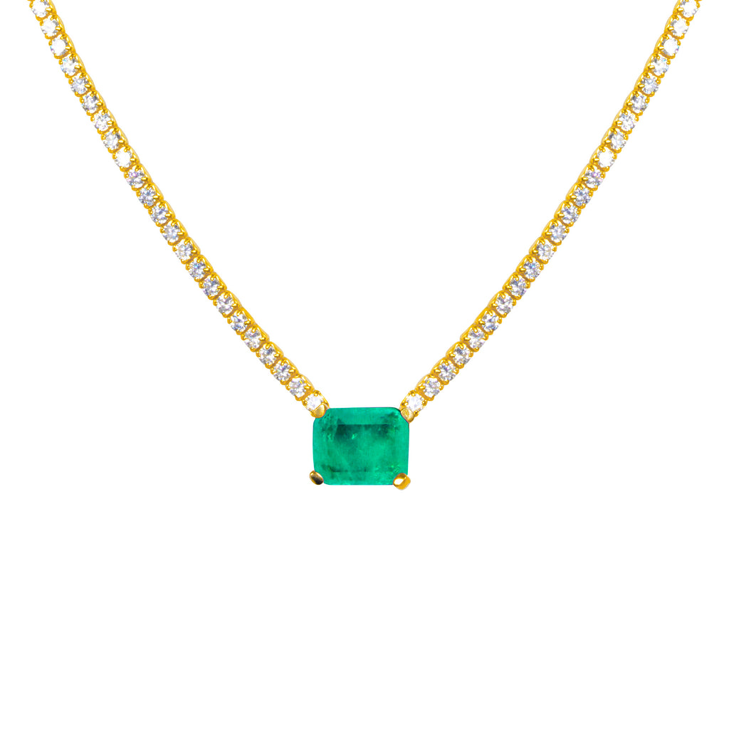“Duchess” Sterling silver gold plated emerald necklace