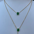 Silver gold plated emerald lariat necklace set