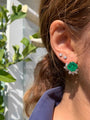 Sterling silver emerald earrings with marquise cz diamonds