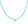 Natural turquoise beaded evil eye necklace