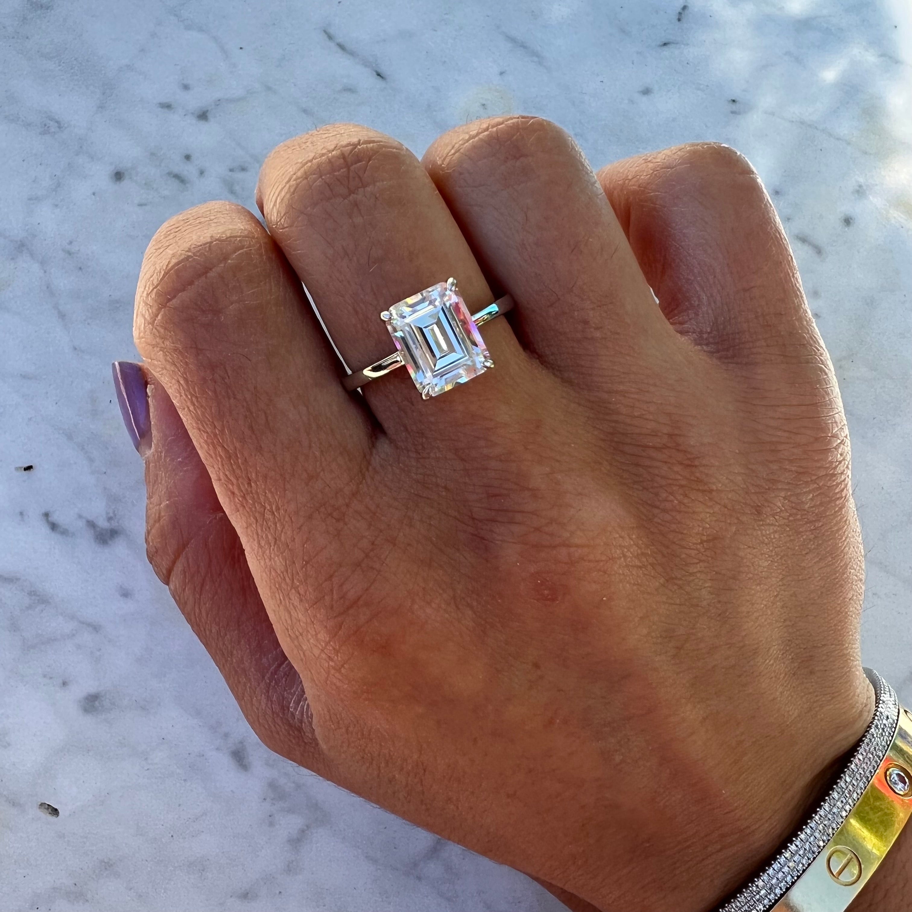 Sterling silver emerald cut cz ring