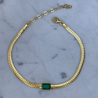 Silver gold plated emerald herringbone bracelet