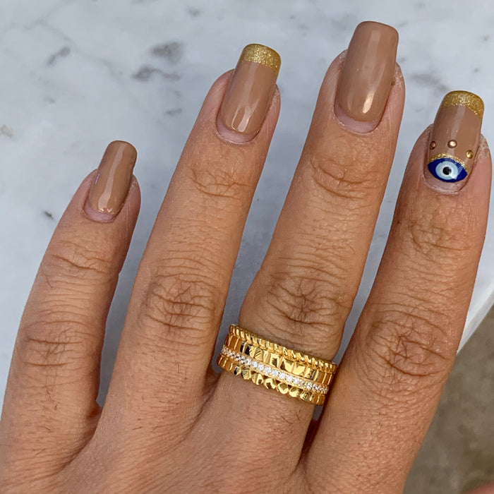 Silver 18k gold plated multiband ring