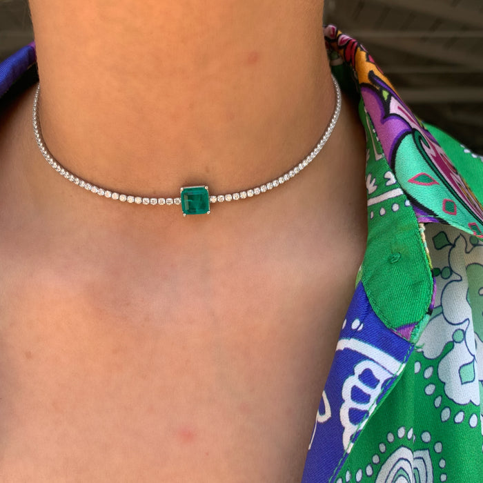 “Contessa” Sterling silver emerald choker