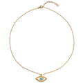 Silver gold plated turquoise hammered evil eye necklace