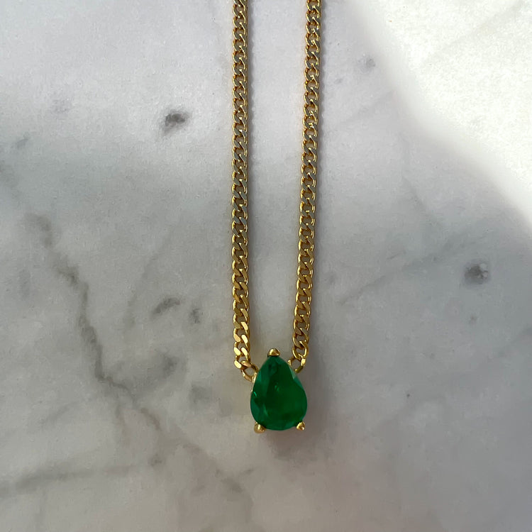 Gold plated emerald necklace hot sale