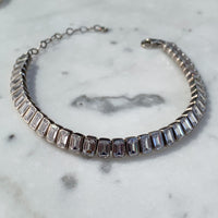 Sterling silver emerald cut cz diamond bracelet