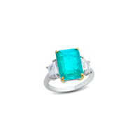 Sterling silver large emerald cut paraiba ring