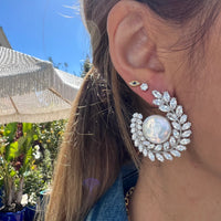 "Perla" Sterling silver & baroque pearl statement earrings